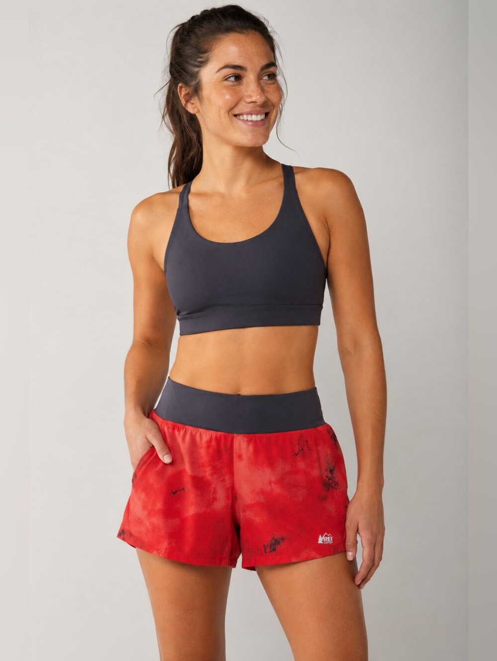 REI Co-op Trail Running Shorts Women’s Small Coral Abstract Print Athletic